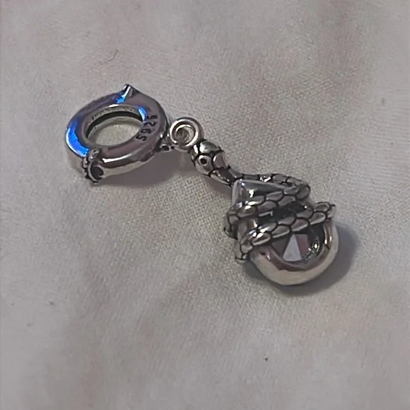 Pandora 925 Sterling Snake Charm w/Blue Gemstone Eyes and an Oval Blue Gemstone - Picture 5 of 6